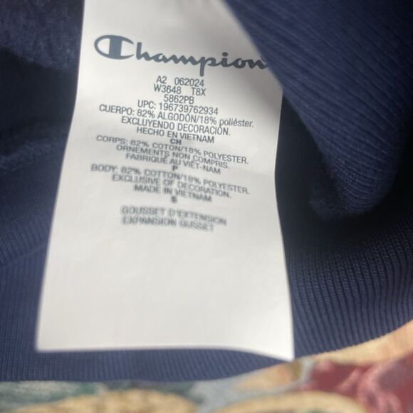 Champion Reverse Weave Women’s Warm Up Blue Hoodie Small Sweatshirt Embroidered - Picture 6 of 9